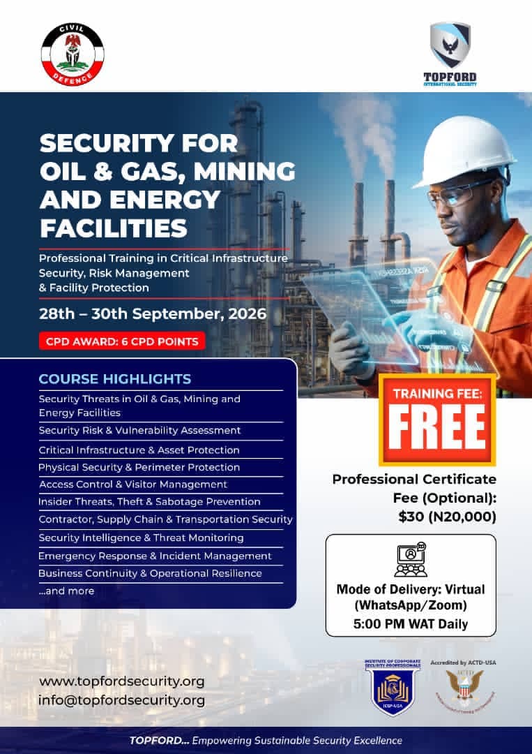 SECURITY FOR OIL & GAS, MINING AND ENERGY FACILITIES